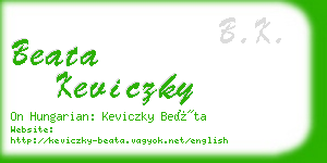 beata keviczky business card